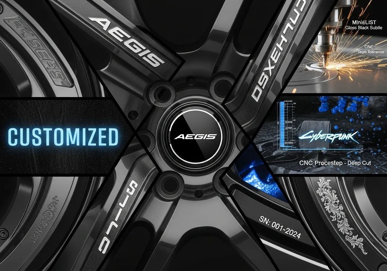 AEGIS RIM laser engraving customization options and examples