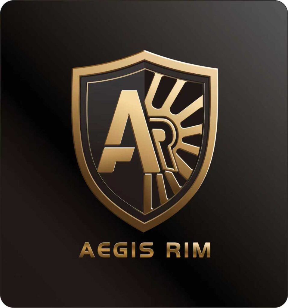 AEGIS RIM official logo emblem featuring GripSafe run-flat technology - designed for SUV and patrol vehicle safety in Dallas-Fort Worth, Texas