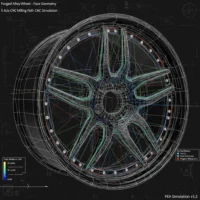AI-generated illustration of CNC machining path for AEGIS RIM forged alloy wheel—showcasing multi-axis precision and structural detailing.