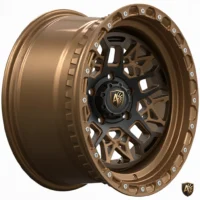 Bronze custom alloy wheel with intricate design and black center, ideal for enhancing vehicle aesthetics and performance.