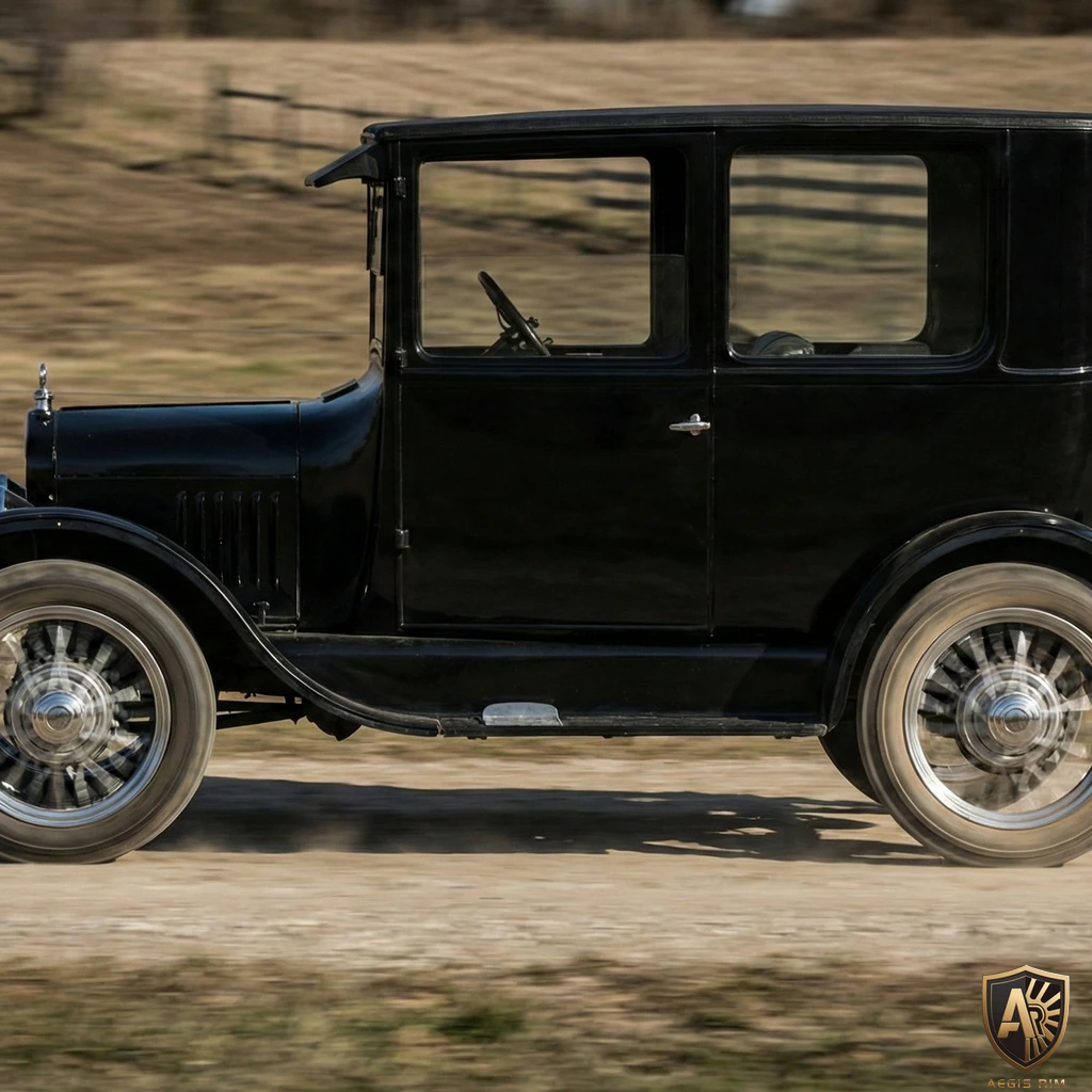 Vintage Model T style wheels illustrating outdated wheel design