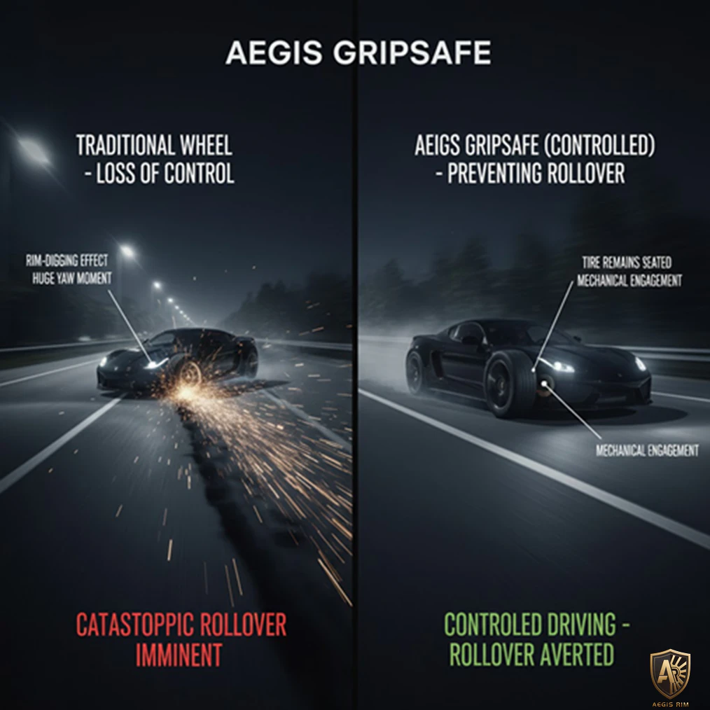 Comparison of controlled driving with AEGIS GripSafe versus uncontrolled rollover scenario