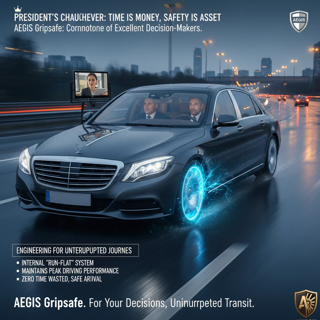Luxury car with AEGIS Gripsafe technology for uninterrupted journeys, featuring innovation and safety on the road.