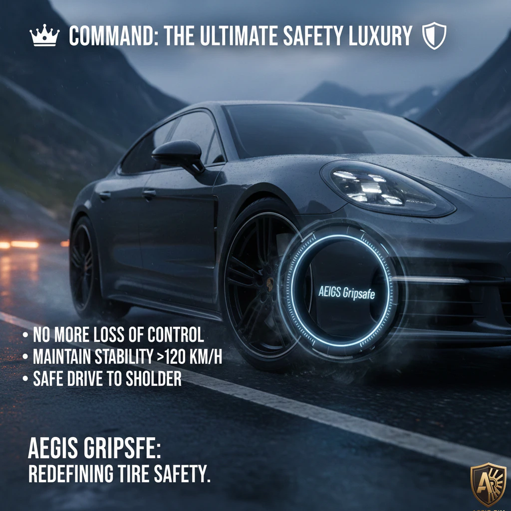 Luxury car with AEGIS Gripsafe technology maintaining stability and control at high speeds