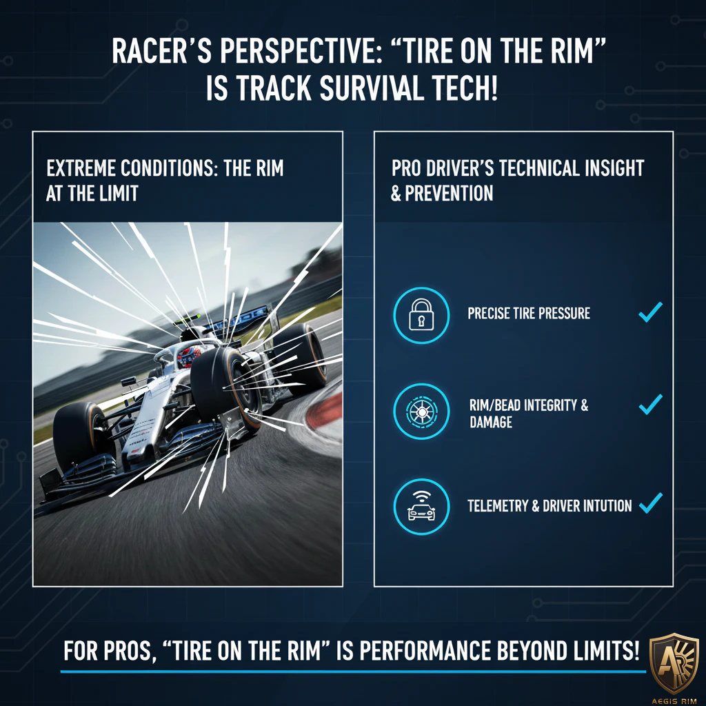 Race car emphasizing Tire on the Rim technology for performance, showing tire pressure and integrity insights