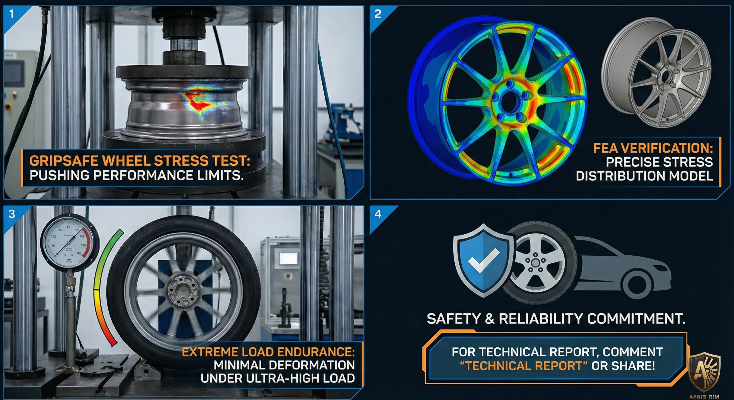 GripSafe wheel undergoing extreme endurance testing with FEA validation by AegisRim