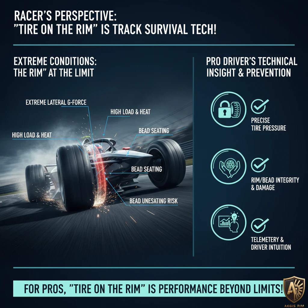 Race car with highlighted tire details, showcasing extreme conditions and technical insights for track performance.