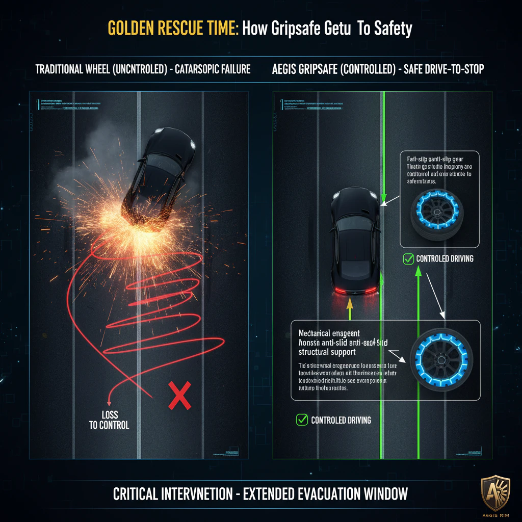 Comparison of traditional blowout response versus AEGIS GripSafe controlled safety