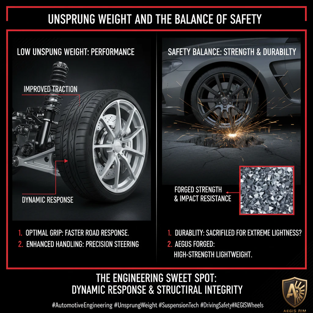 Comparison showing how forged wheels improve dynamic suspension response and structural strength