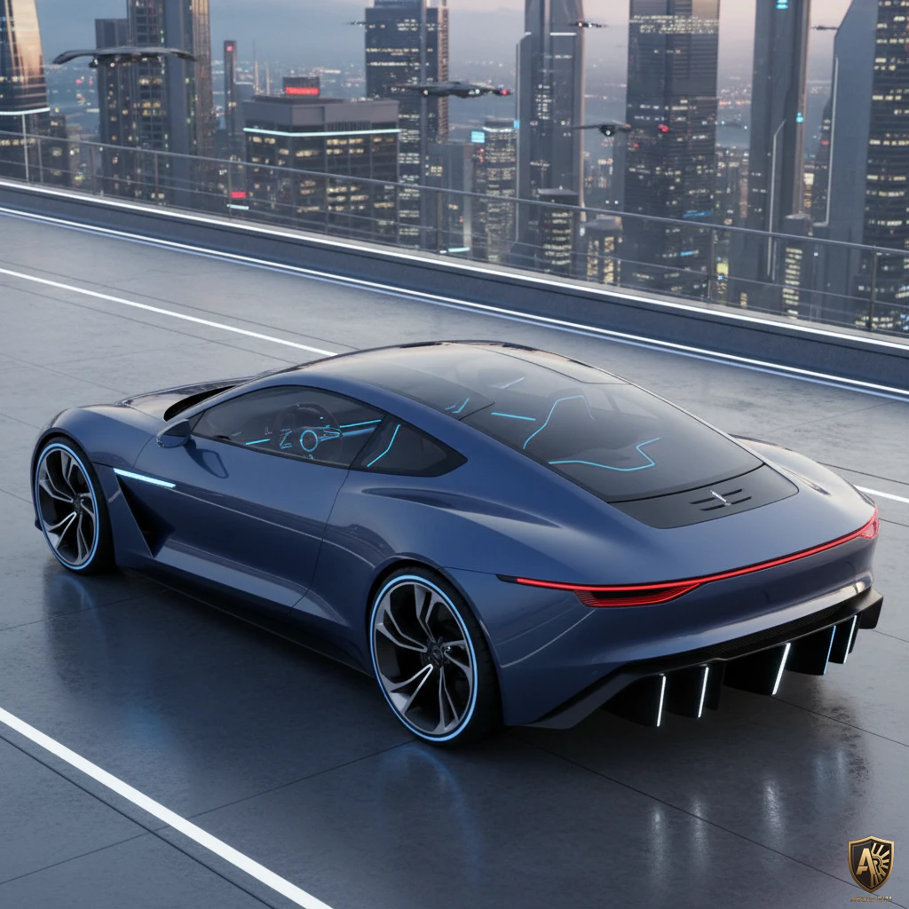 Aerodynamic rear view of performance vehicle with lightweight flow formed wheels