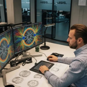 Conceptual CFD rendering of AEGIS RIM forged wheel—visualizing airflow dynamics and heat dispersion under real-world conditions. AI-generated CFD simulation of airflow around AEGIS RIM forged wheel—illustrating aerodynamic behavior and thermal dissipation.