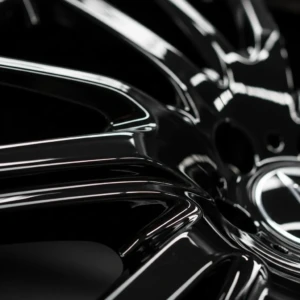 AEGIS RIM forged wheel in ceramic deep gloss finish—engineered for mirror-like clarity, scratch resistance, and long-lasting brilliance. Ceramic deep gloss coating on AEGIS RIM forged alloy wheel—illustrating multi-layer surface treatment for enhanced shine, durability, and protection.