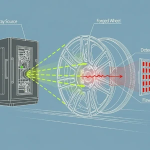 What the eye can’t see, we still verify — Every AEGIS RIM undergoes X-ray flaw detection to ensure internal perfection and uncompromised safety. AEGIS RIM forged wheel undergoing X-ray flaw detection to verify internal structural integrity before shipment.